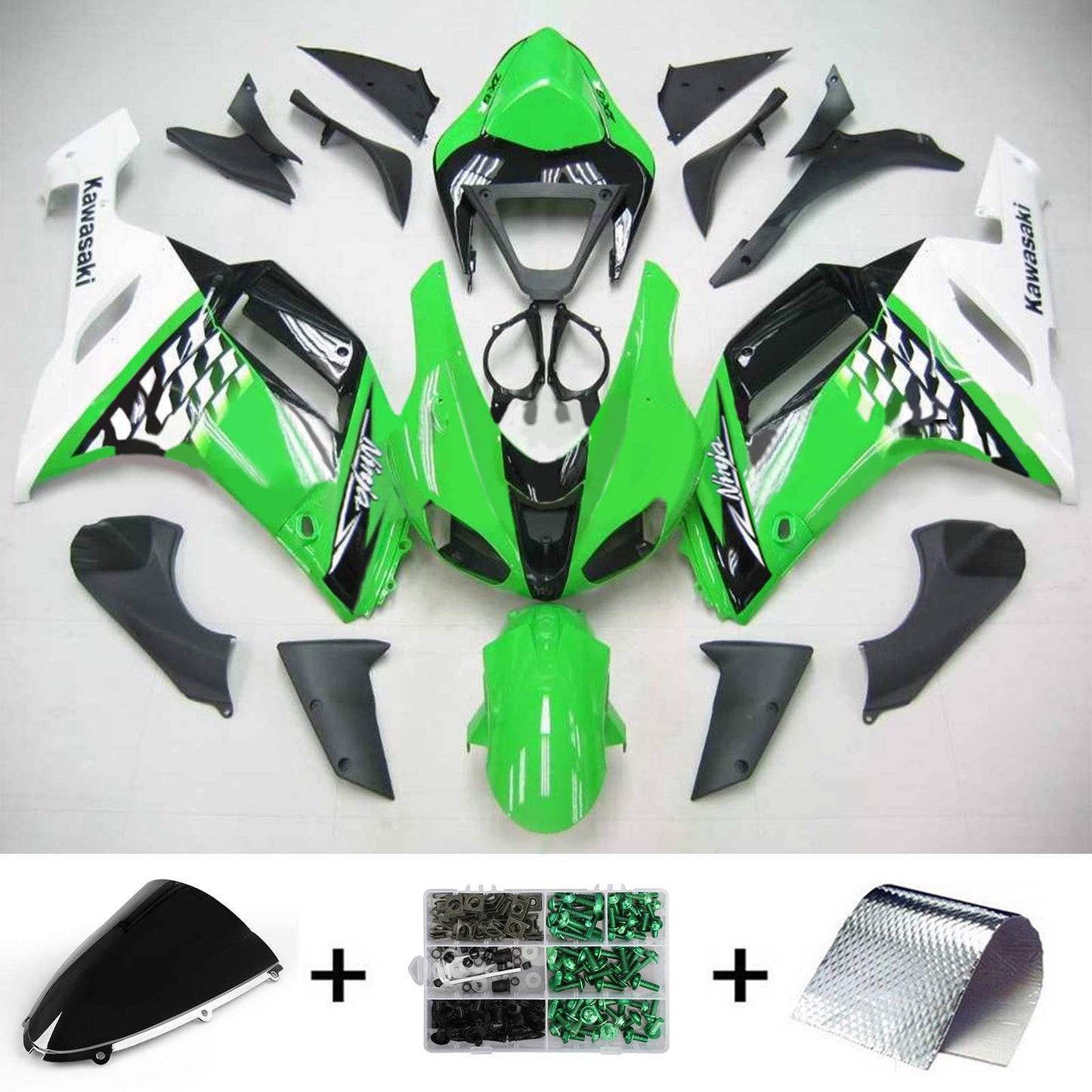 2007-2008 Kawasaki ZX6R 636 Amotopart Injection Fairing Kit Bodywork Plastic ABS #103