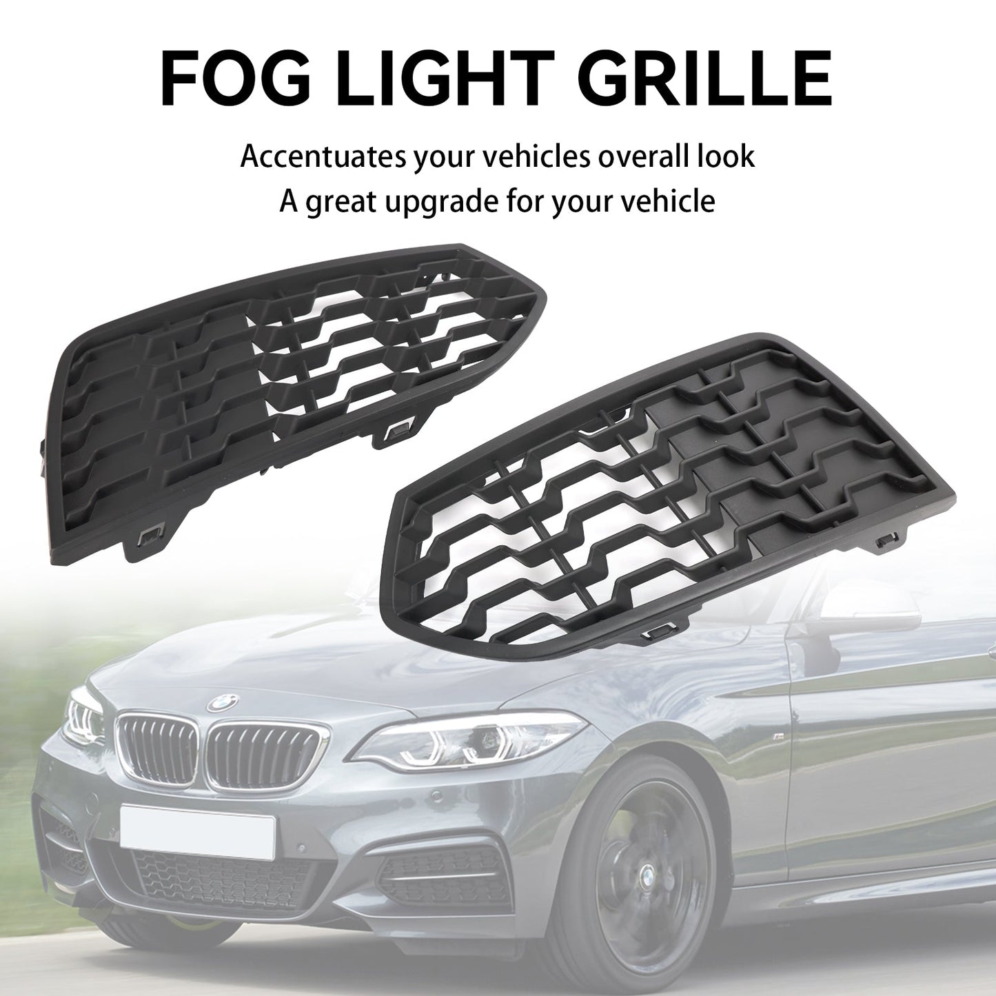 2012-2017 BMW 2-Series F22 Front Bumper M Fog Light Grilles Grill 2PCS