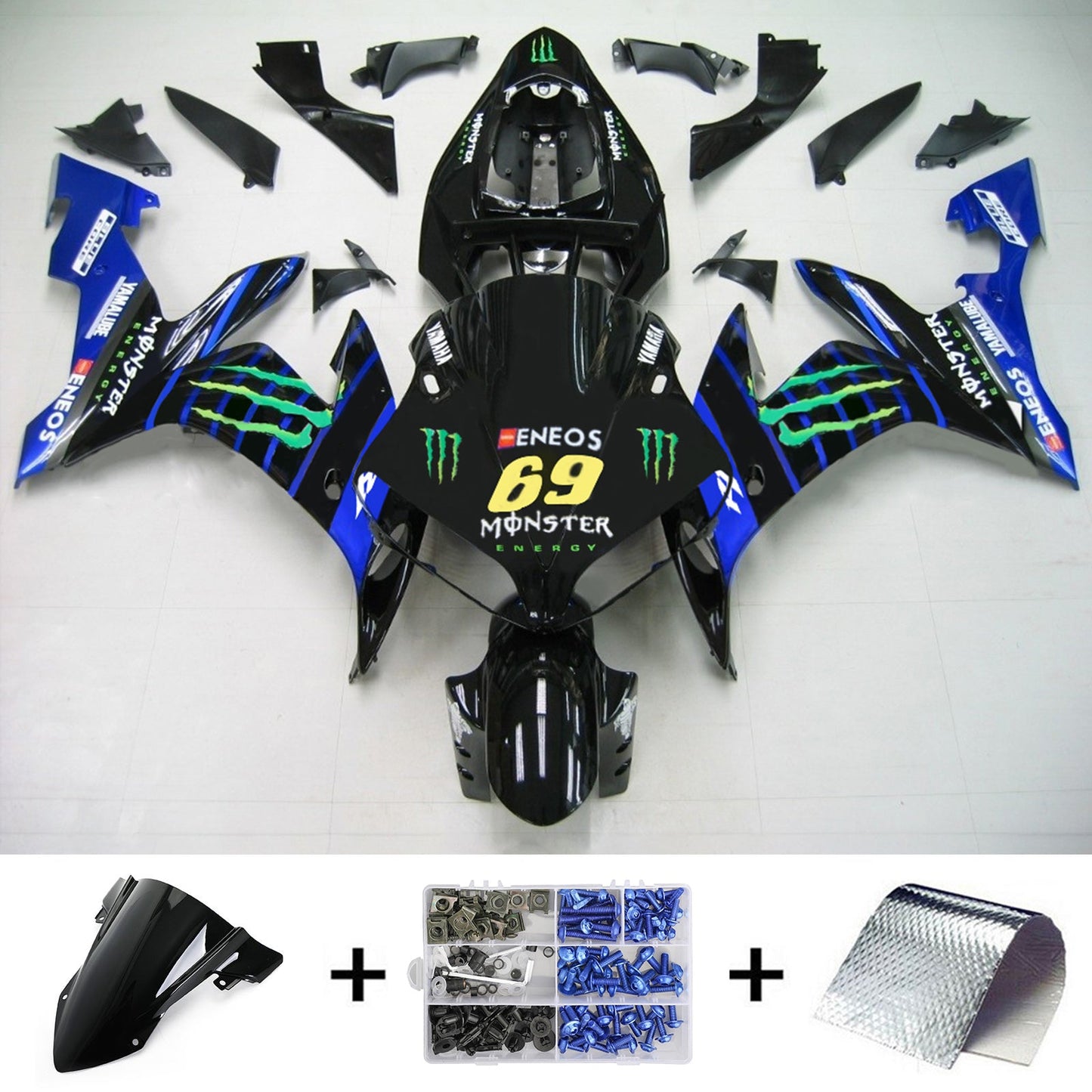 2004-2006 Yamaha YZF 1000 R1 Amotopart Injection Fairing Kit Bodywork Plastic ABS #145