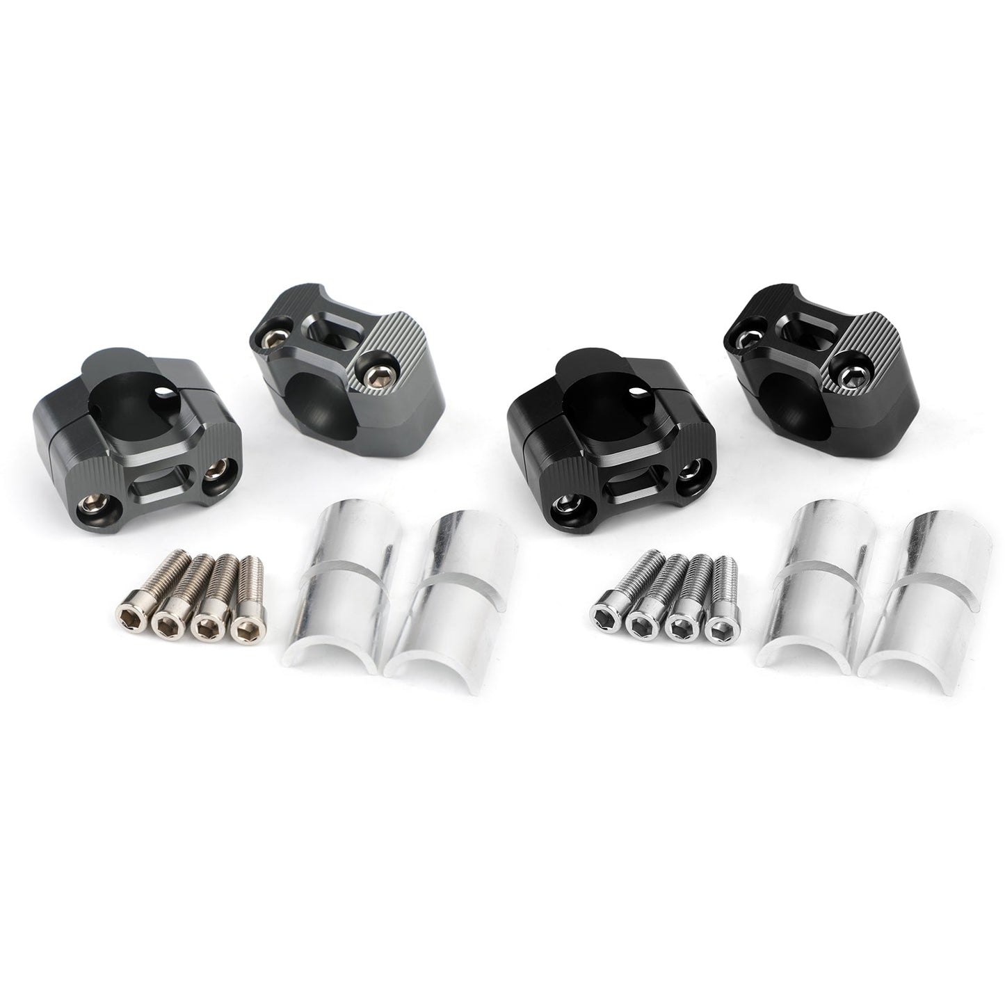 CNC Aluminum Handlebar Risers 22-28mm Universal Clamp Mount BLK