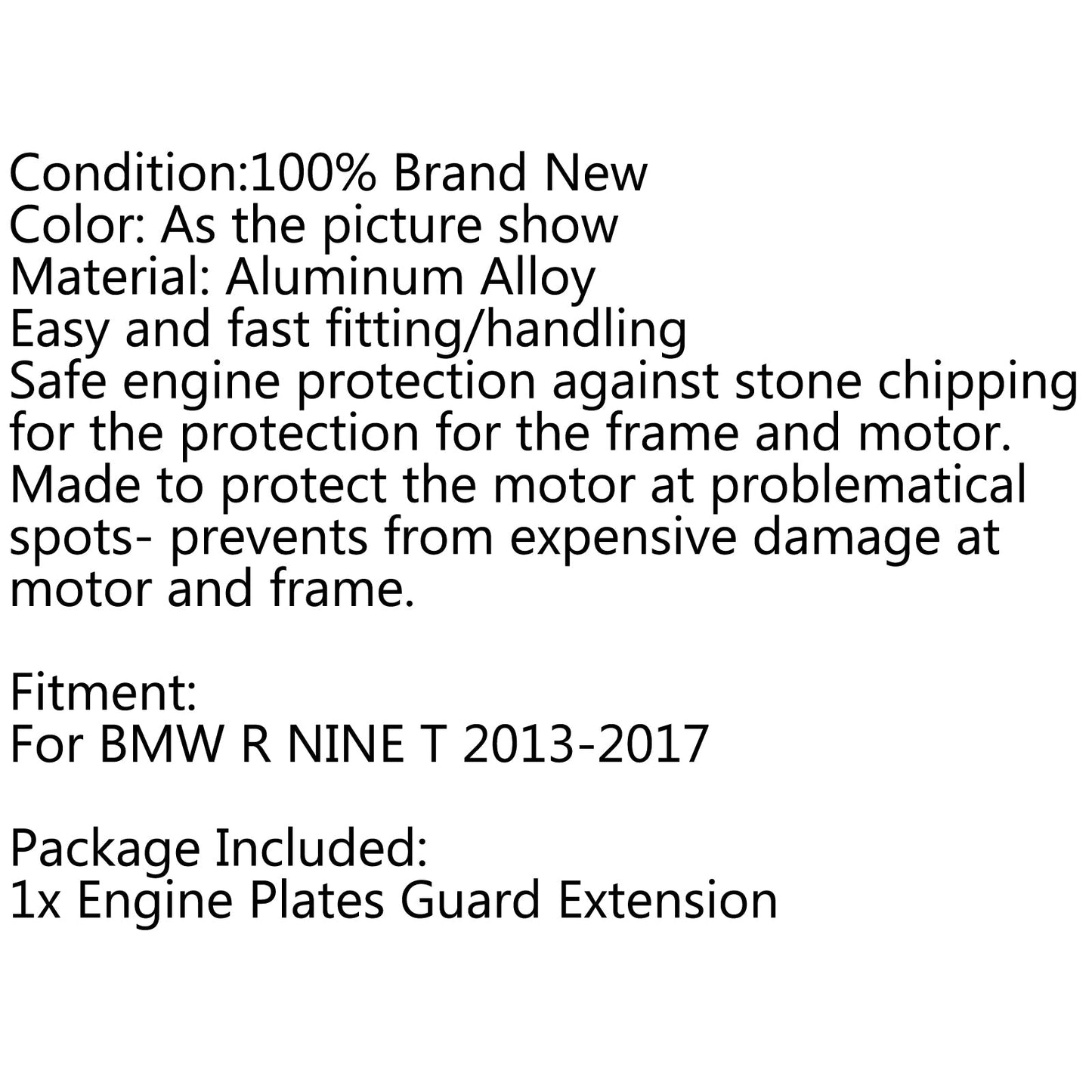 Bash Skid Plate Engine Guard Protector for BMW R NINE T 13-19 Black