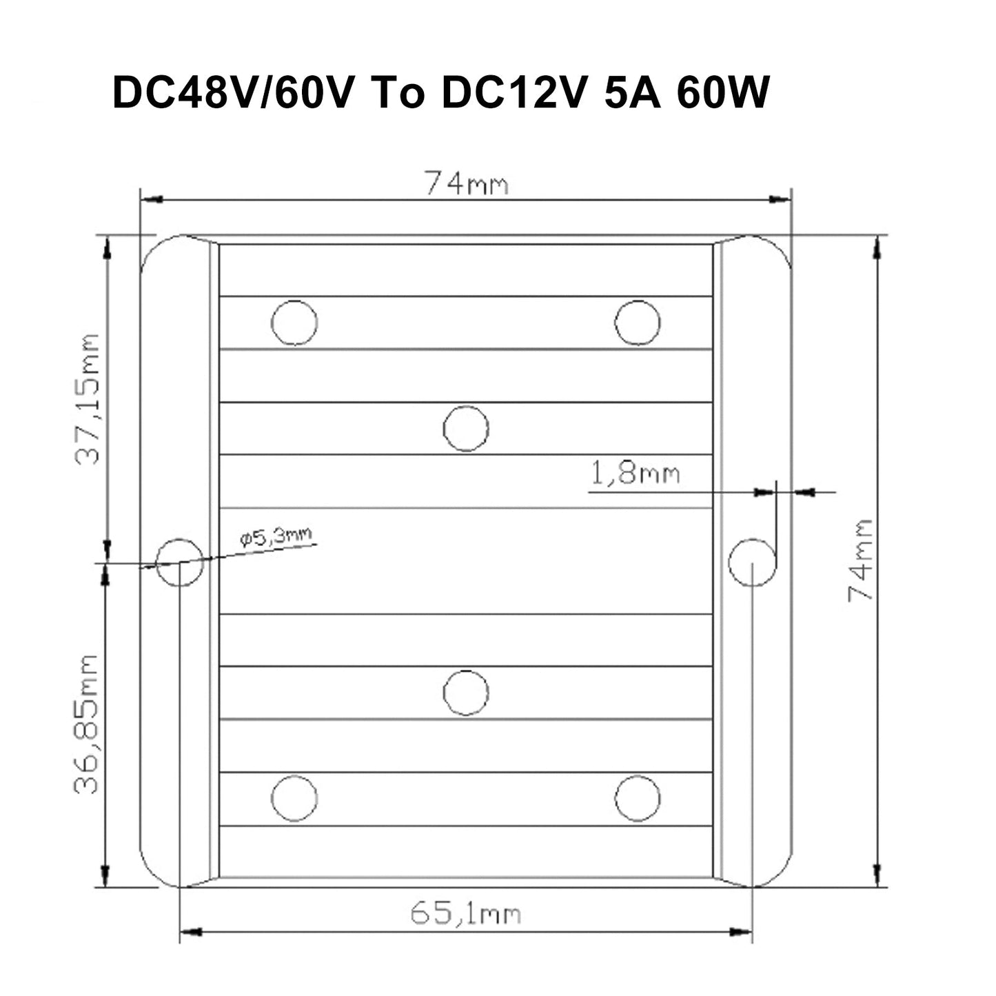 WaterProof 48V/60V to 12V 5A 60W Step Down DC/DC Power Converter Regulator