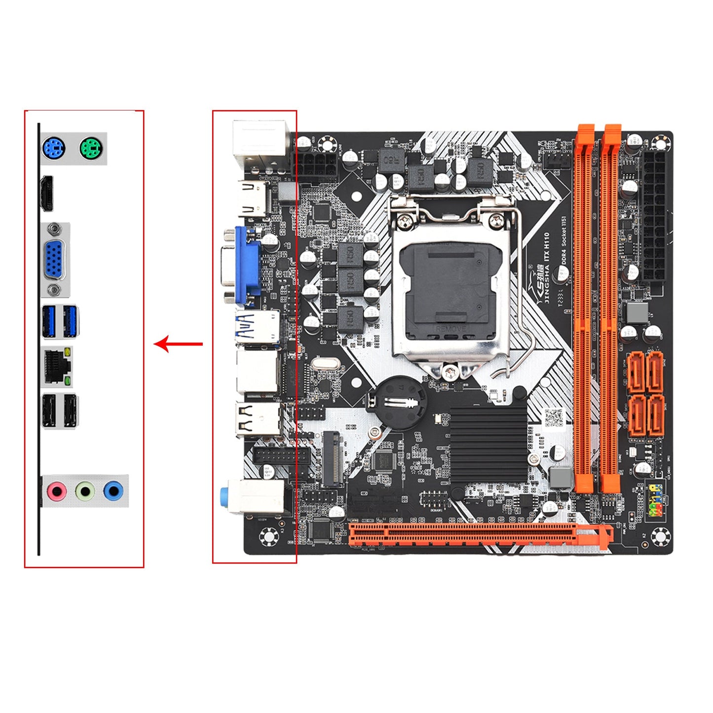 2*DDR3 USB3.0 SATA3 NVME WIFI Bluetooth ITX H110 Mining Motherboard LGA 1151