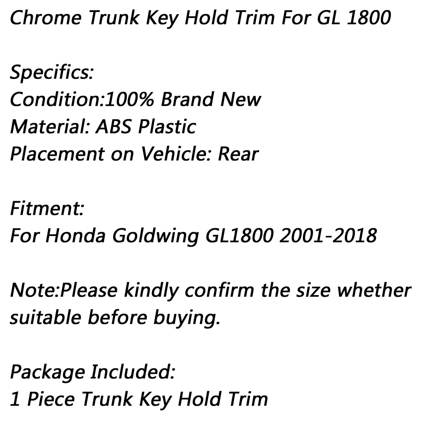 ABS Trunk Key Hold Trim For Honda Goldwing GL1800 2001-2018 Chrome