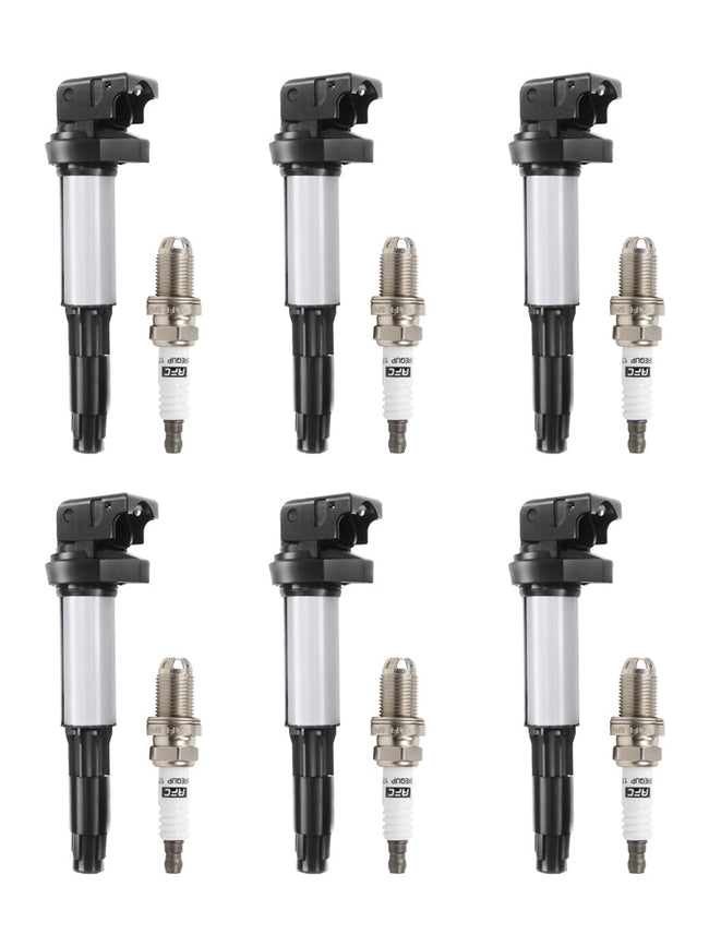 BMW 325 335 525 530i X5 Z4 2.5L 3.0L 6x Ignition Coil+Spark Plug UF515 UF522