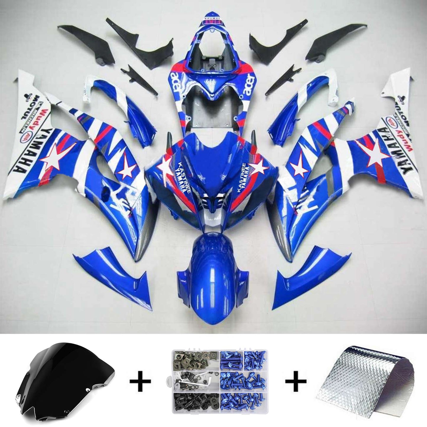 2008-2016 Yamaha YZF 600 R6 Injection Fairing Kit Bodywork Plastic ABS #105