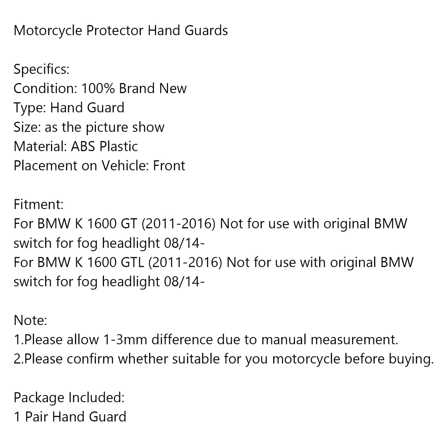 Handguard Handlebar Shells Protector For BMW K1600GT K1600GTL 2011-2016