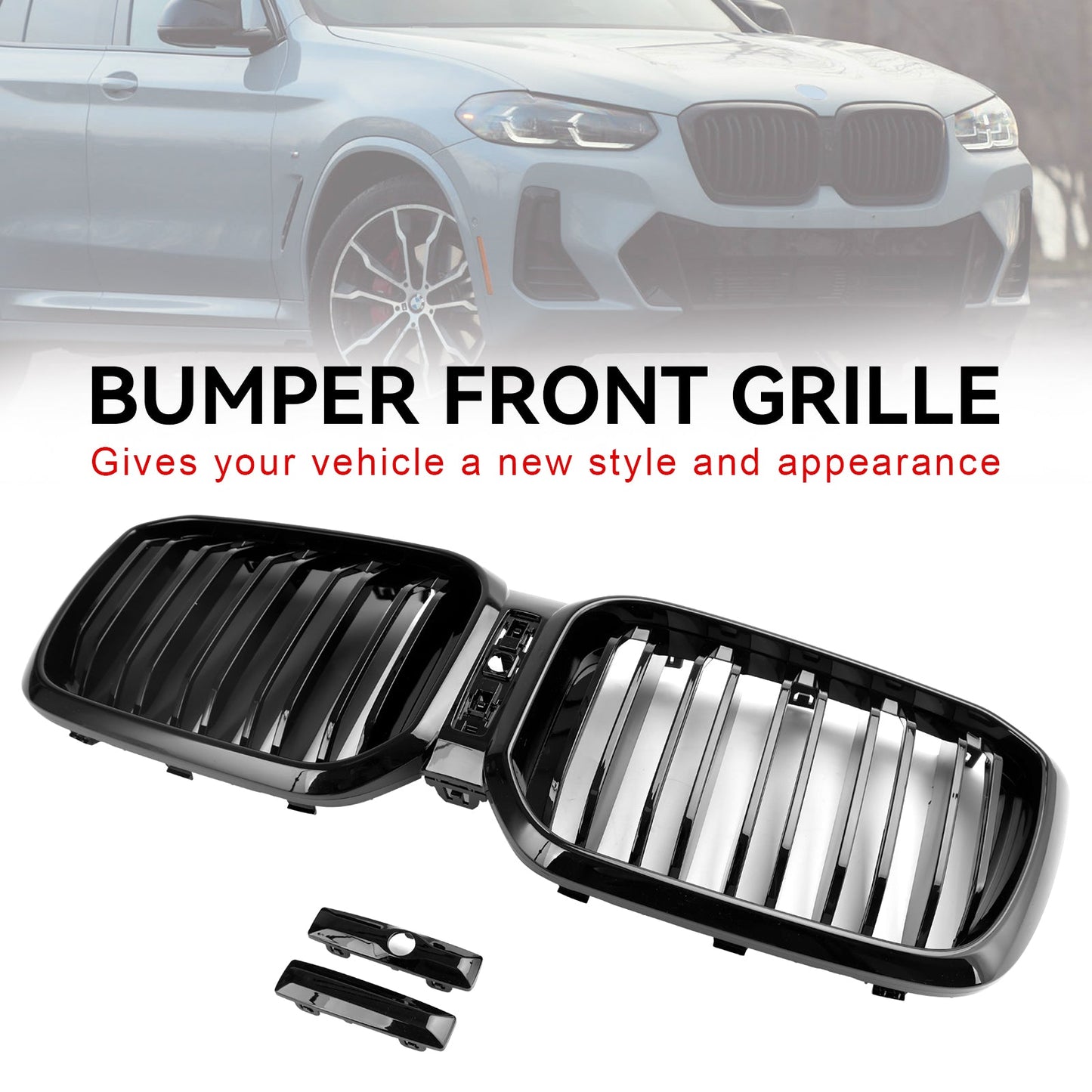 2022-2023 BMW X3 X4 G01 G02 Gloss Black Front Kidney Grill Grille