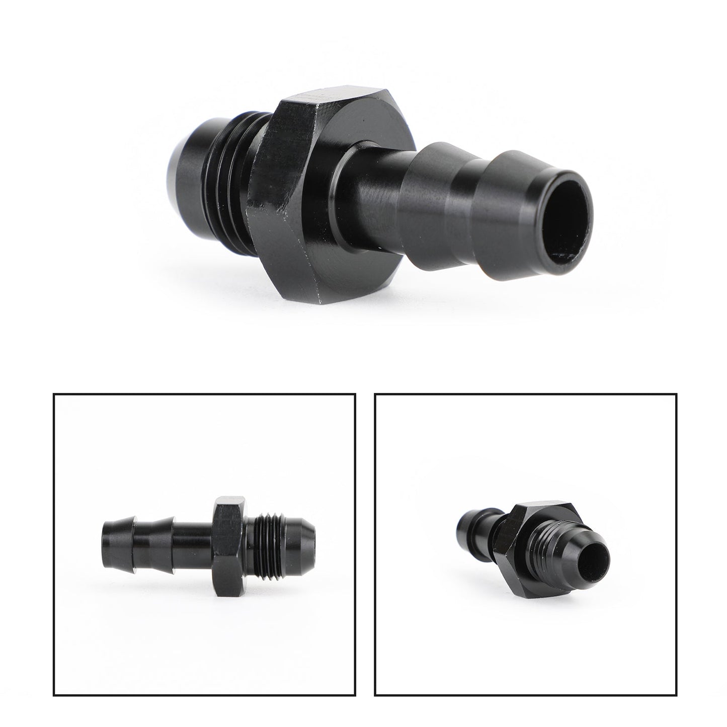 6 AN Male Flare to 3/8" Black Hose Barb Adapter Fitting AN6 -6AN 3/8 Push Lock Black