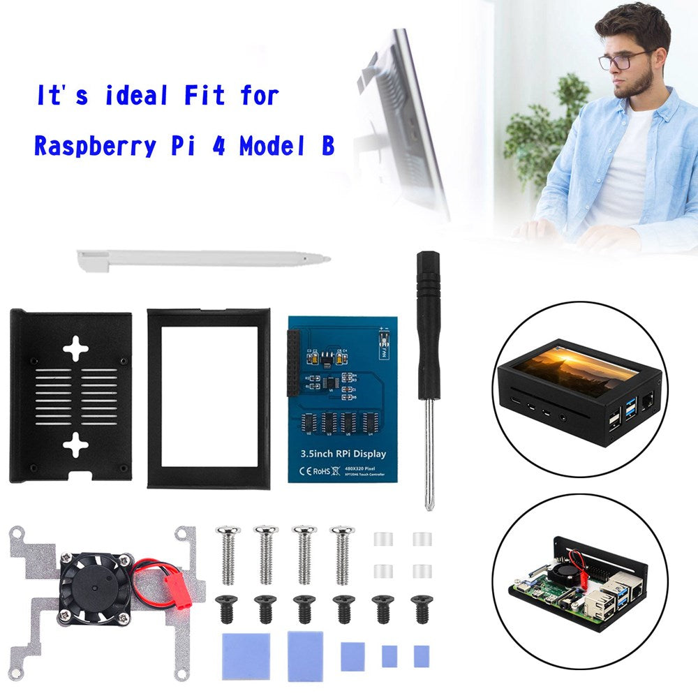 Aluminum Alloy 3.5 inch Display Case with LCD Screen Fit for Raspberry Pi 4B