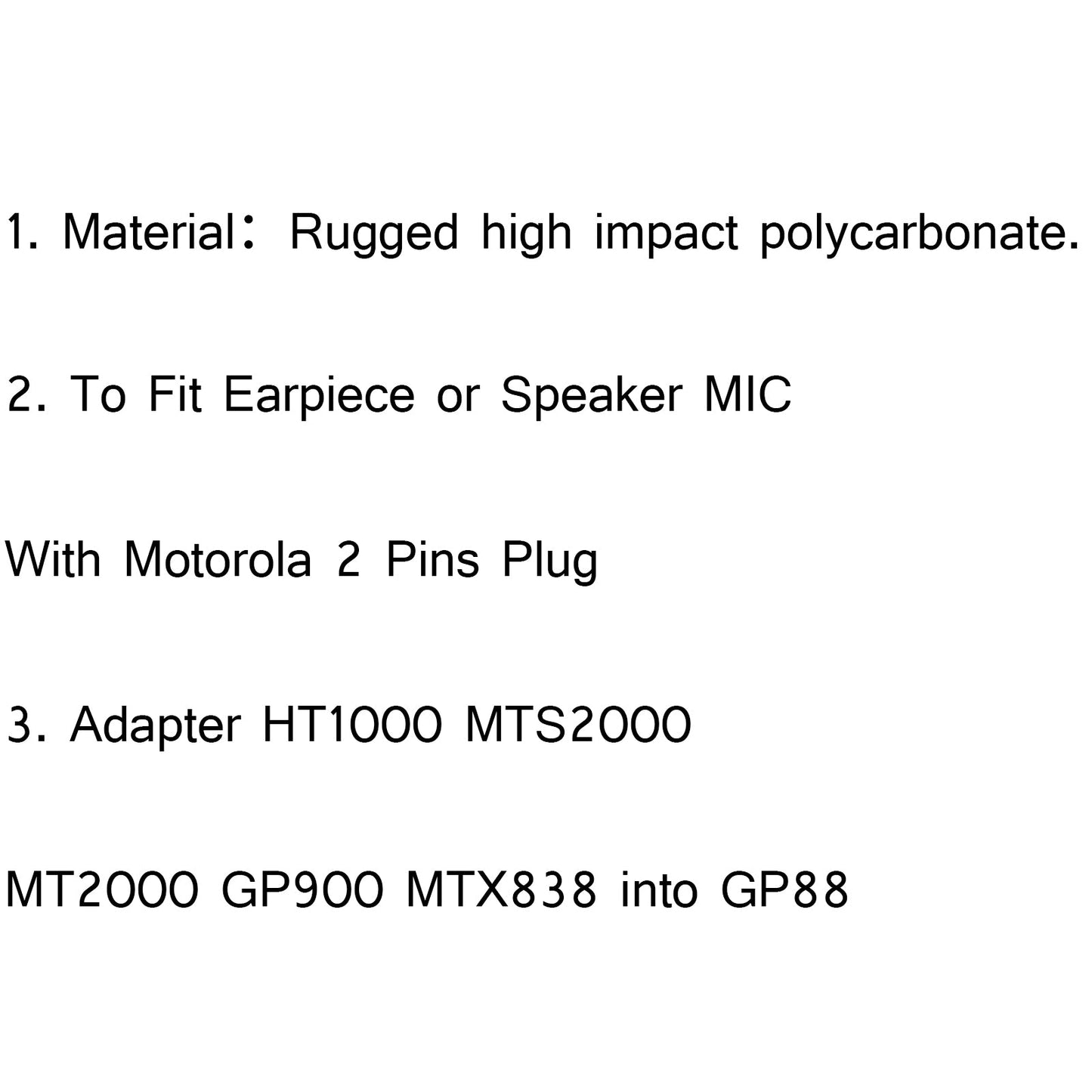1x Earpiece Adapter For Motorola HT1000 MTS2000 XTS2500 GP900 GP1200 MTX8000/838