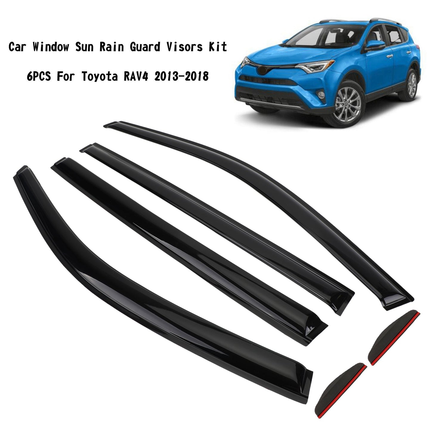 Car Window Sun Rain Guard Visors Kit 6PCS For Toyota RAV4 2013-2018