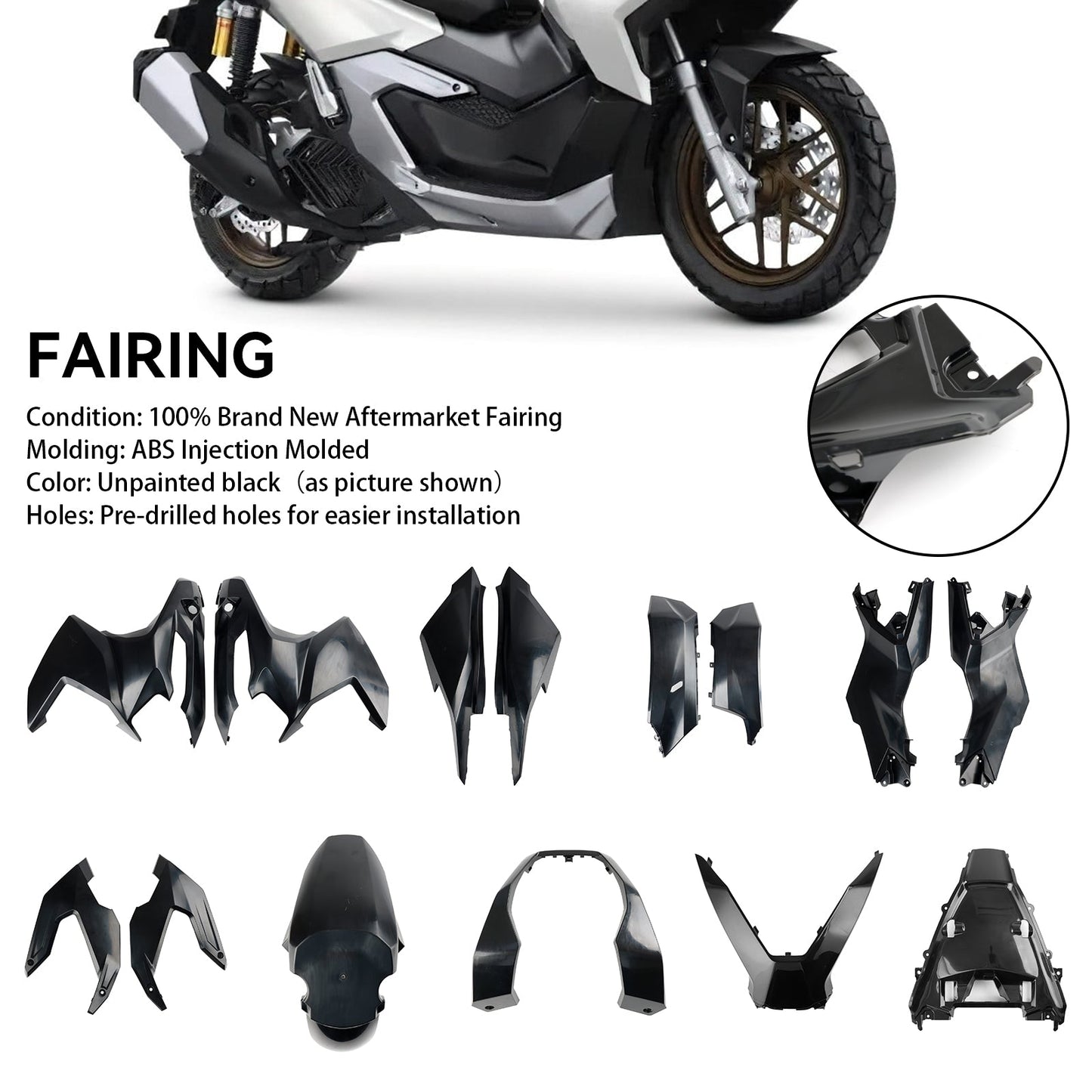 2023 Honda ADV 160 Bodywork Fairing ABS Injection Molding Unpainted#80