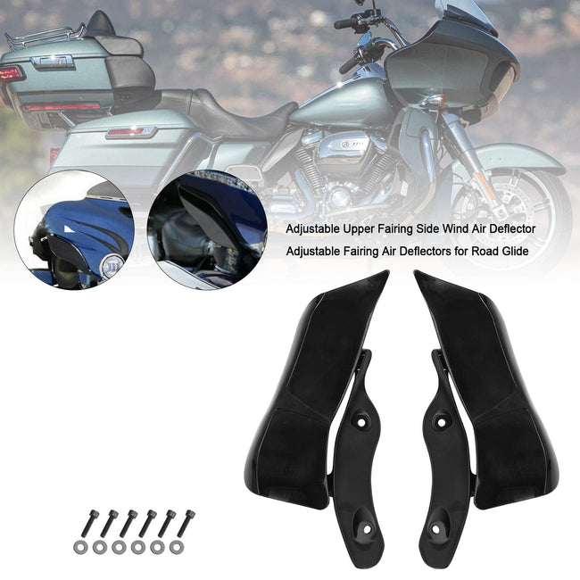 Adjustable Upper Fairing Side Wind Air Deflector For Road Glide 2015-2020 Black