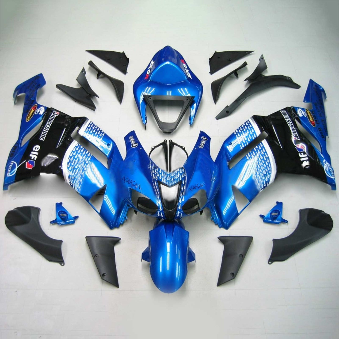 2007-2008 Kawasaki ZX6R 636 Amotopart Injection Fairing Kit Bodywork Plastic ABS #132