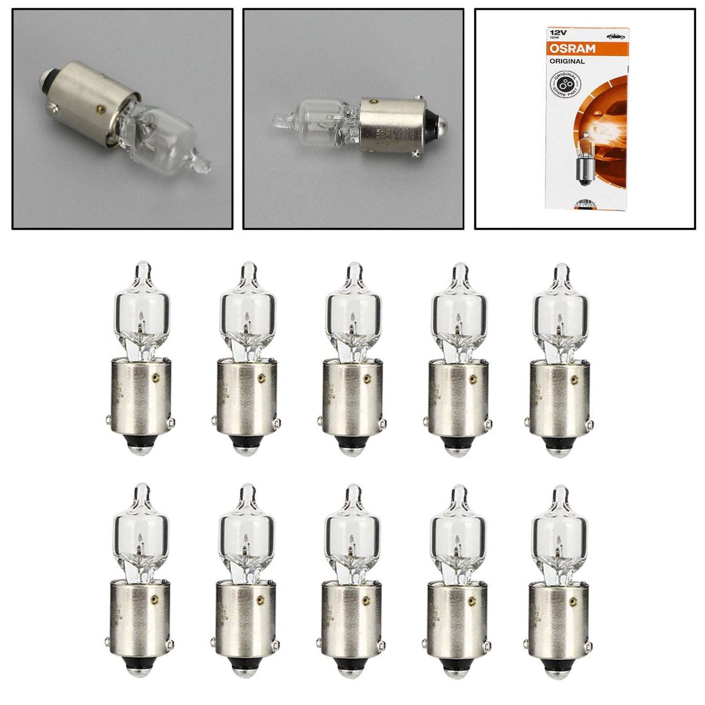 10x For OSRAM 64113 Car Auxiliary Bulbs H10W 12V10W BA9s