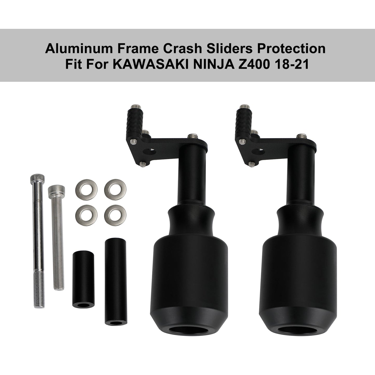 Aluminum Frame Crash Sliders Protection Black Fit For Kawasaki Ninja Z400 18-21