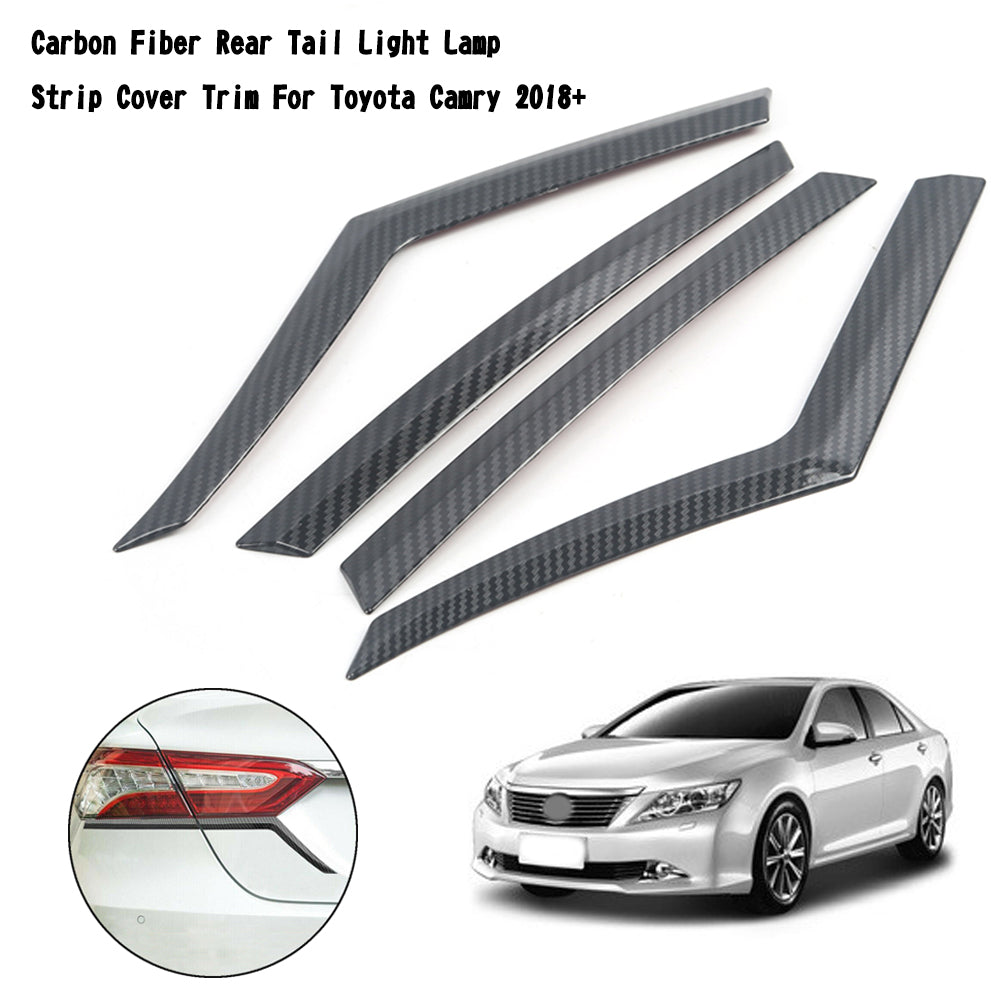 Carbon Fiber Rear Tail Light Lamp Strip Cover Trim For Toyota Camry 2018+