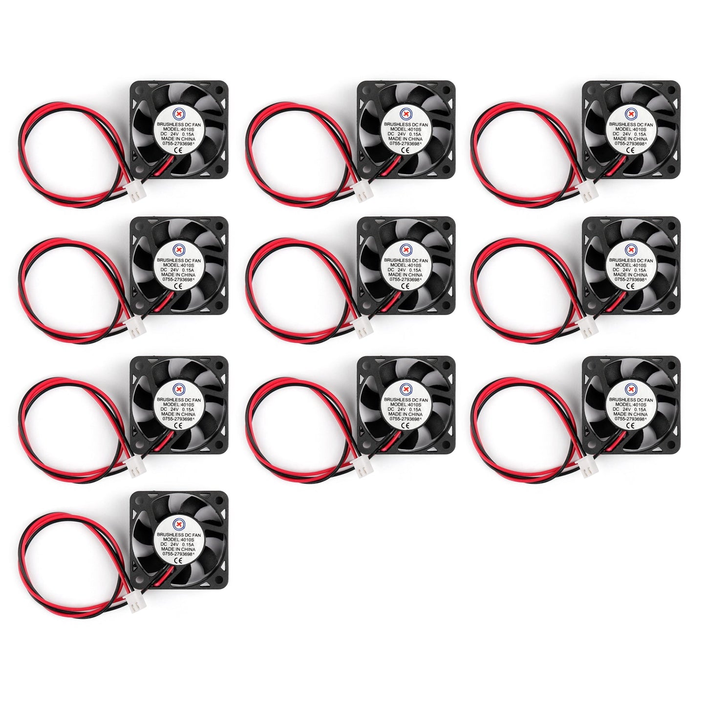 4Pcs DC Brushless Cooling PC Computer Fan 24V 4010s 40x40x10mm 0.15A 2 Pin Wire