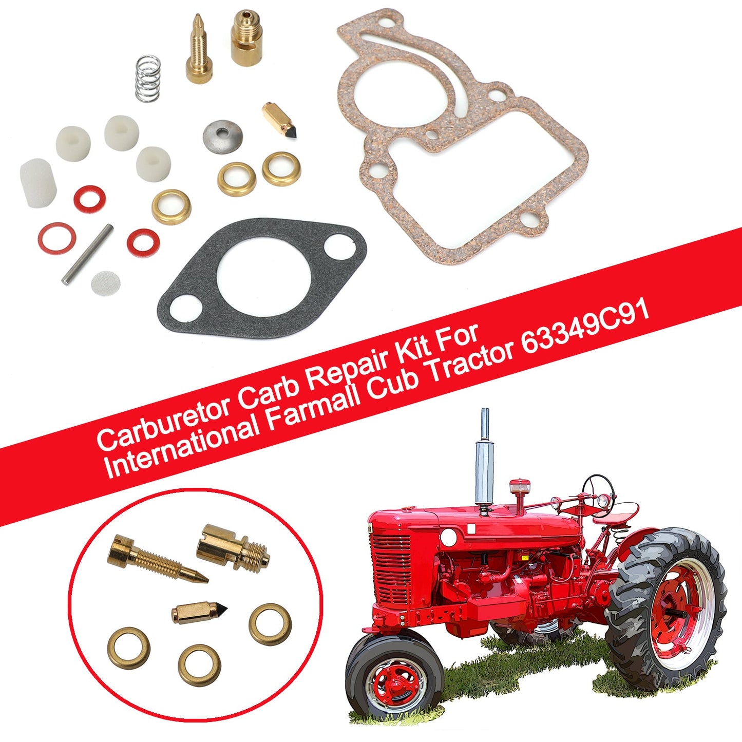 Carburetor Carb Repair Kit For International Farmall Cub Tractor 63349C91