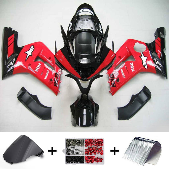 2003-2004 Kawasaki ZX6R 636 Amotopart Injection Fairing Kit Bodywork Plastic ABS #114