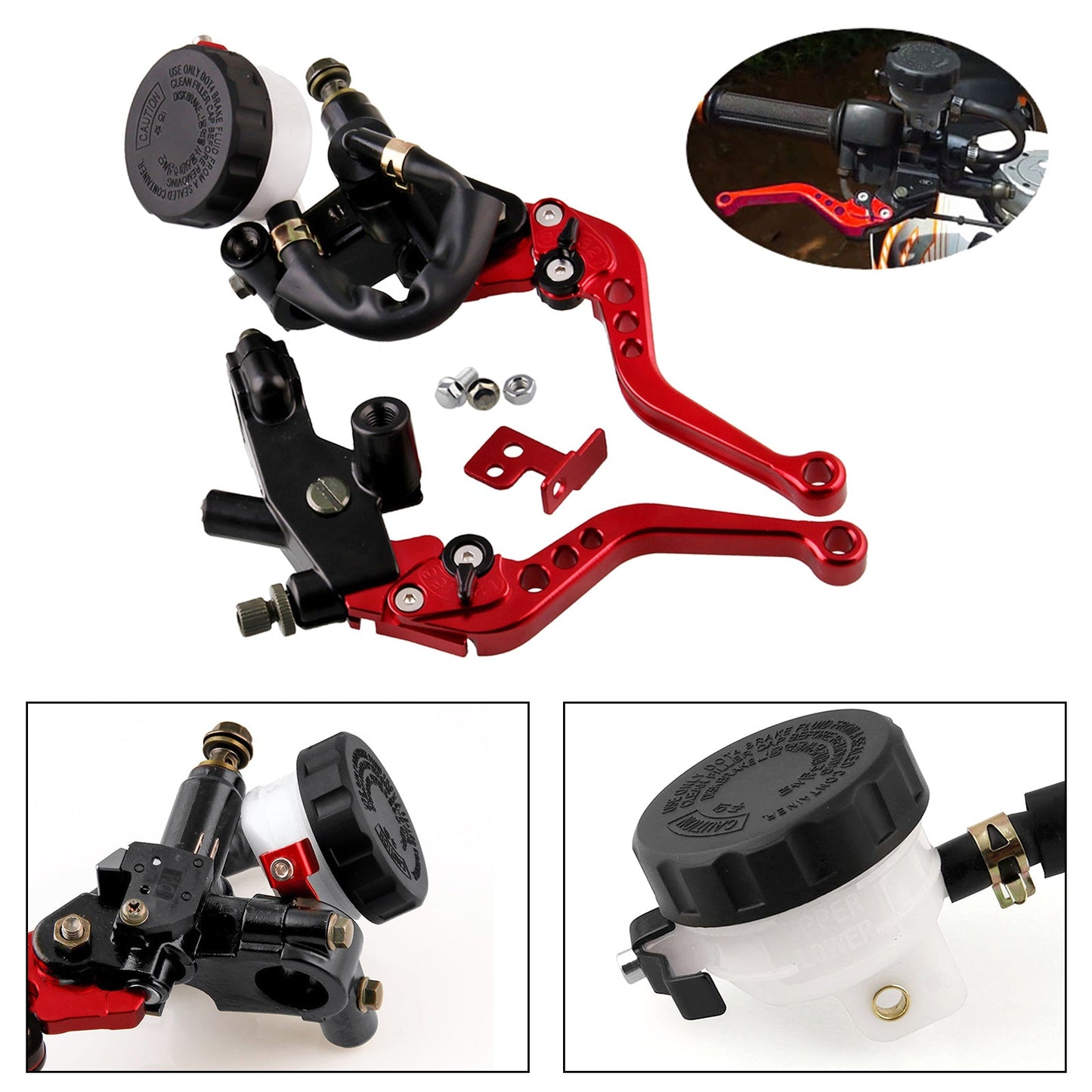 Universal 7/8" 22mm Front Brake Clutch Master Cylinder Reservoir Levers