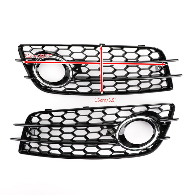 Honeycomb Style Fog Light Grill Bumper For Audi A4 S-LINE S4 2008-2012