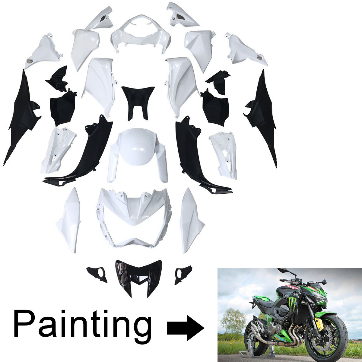 2013-2018 Kawasaki Z800 Amotopart Injection Fairing Kit Bodywork Plastic ABS #103