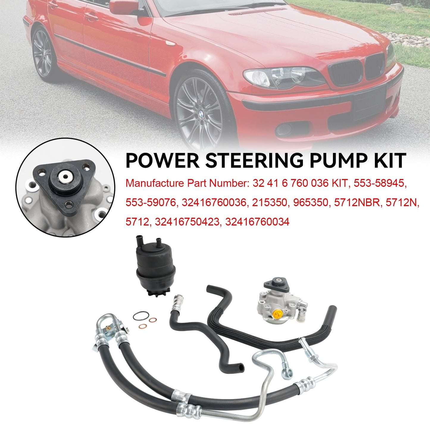 2001-2005 BMW E46 320i 323i 325i 328Ci 328i 330i Power Steering Pump Rebuild Kit