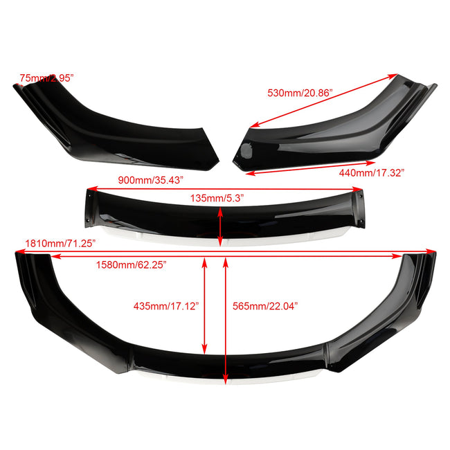 Universal Car Front Bumper Lip Body Kit Splitter Diffuser Protector Black White