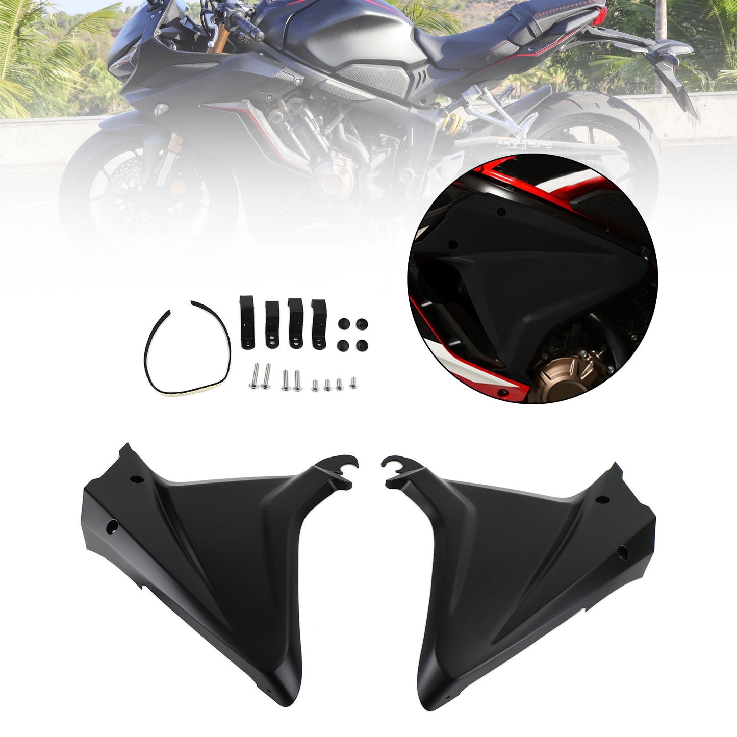 Side Frame Cover Panels Trim Fairings Cowls For Honda CBR650R 2019-2021 Black