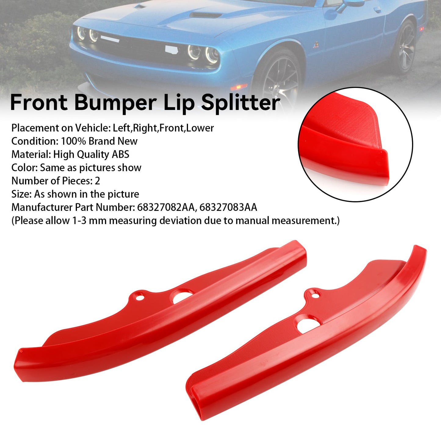 Dodge Challenger Scat Pack 2015-2021 Front Bumper Lip Splitter Spoiler