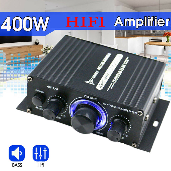 2*200W Hi-Fi Auto Stereo 12V Car Audio Amplifier MP3 Radio Booster LED Design