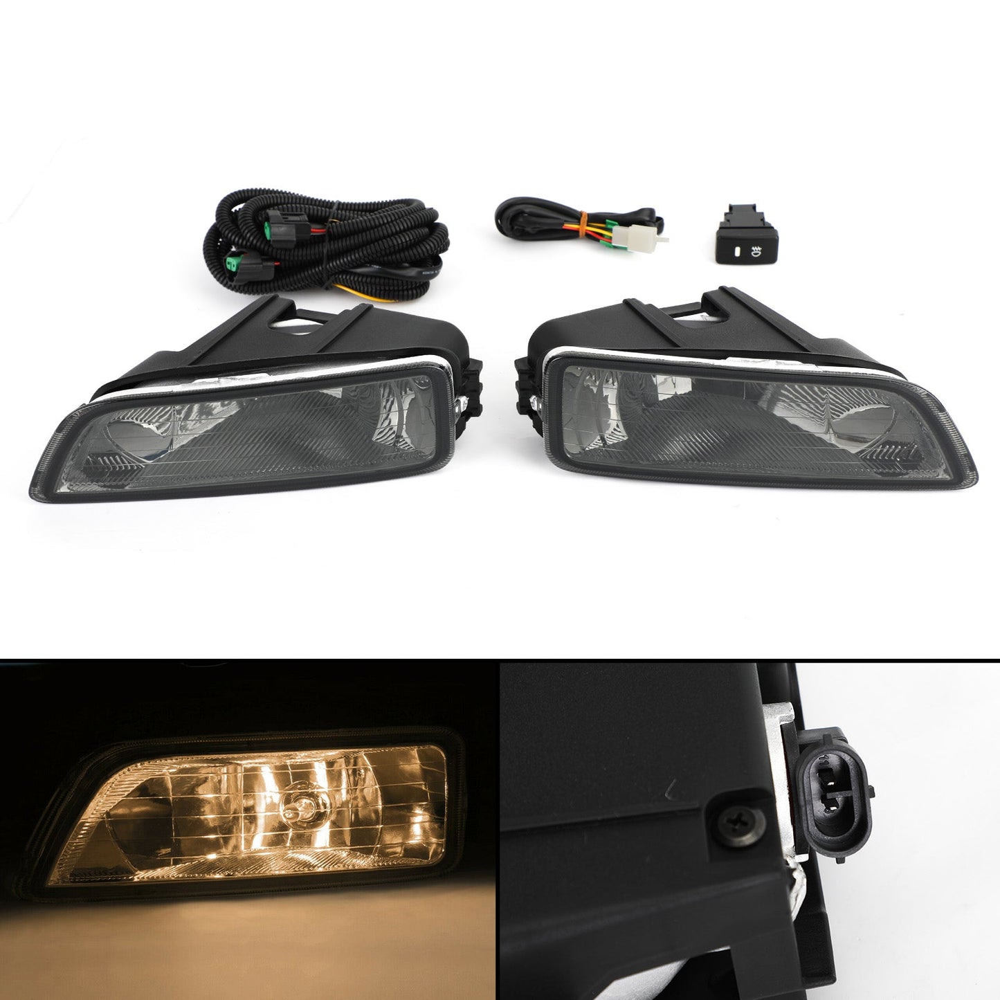 Black Lens Fog Lights + Switch For 2003-2007 Honda Accord / 2004-2008 Acura TL