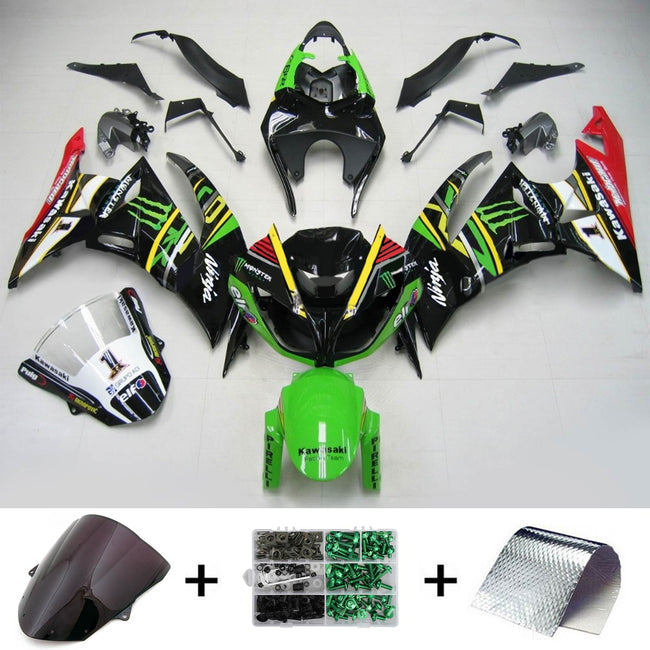 2009-2012 Kawasaki ZX6R 636 Amotopart Injection Fairing Kit Bodywork Plastic ABS #116