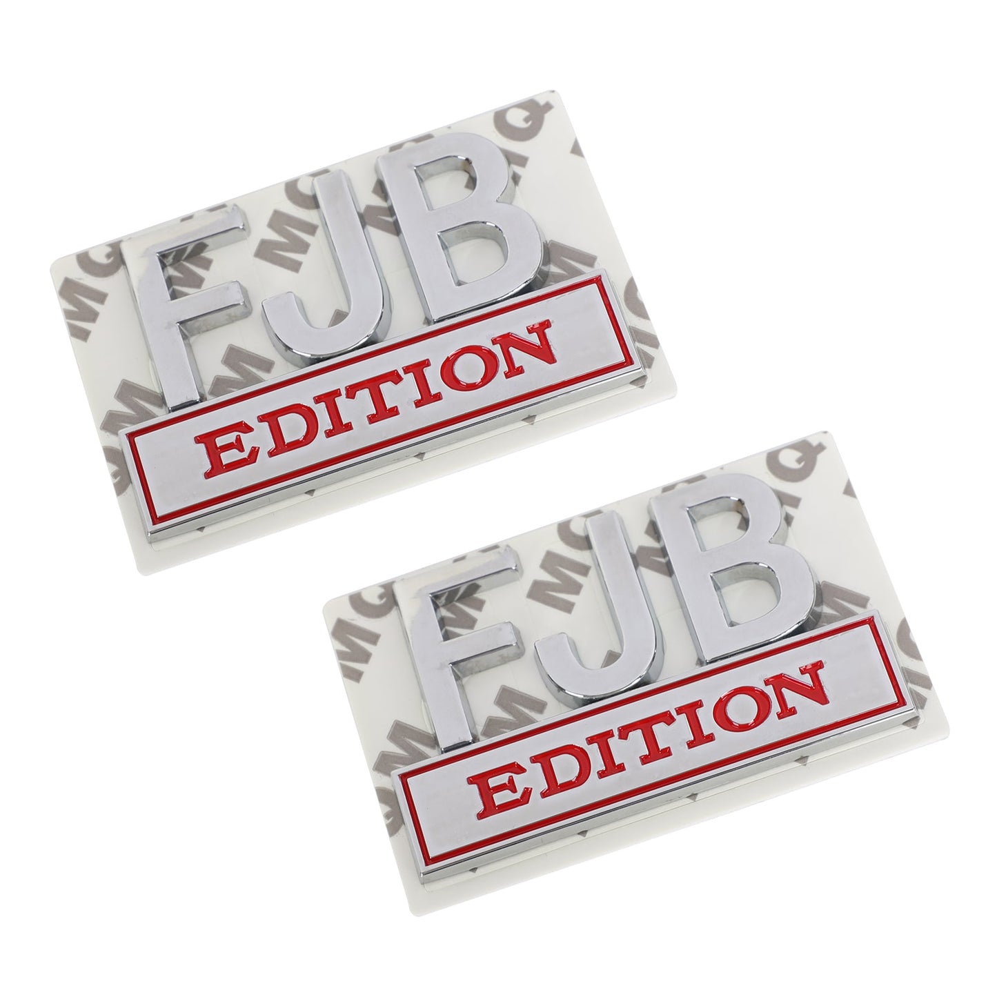 2× FJB EDITION 3D Emblem Badge Truck Car Decal Bumper Sticker Sliver & Red