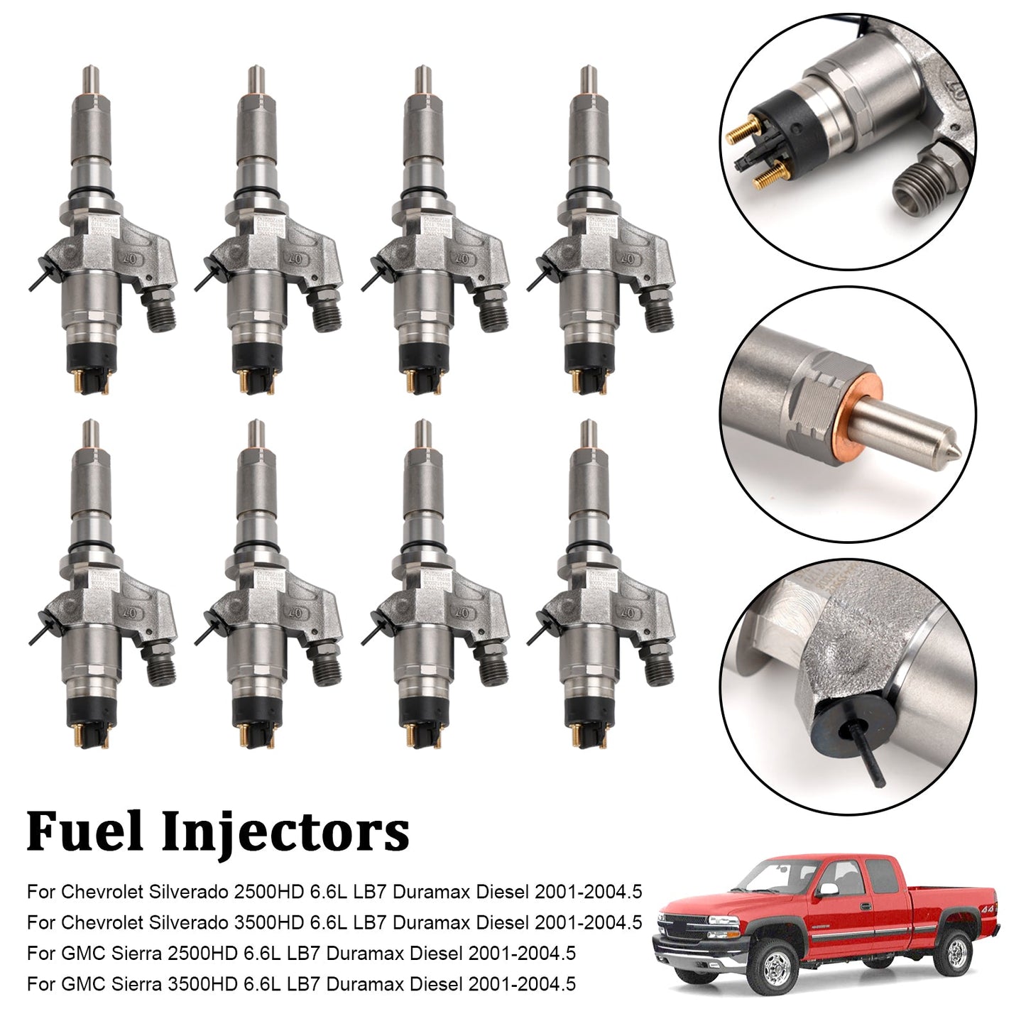 8PCS Fuel Injectors 0445120008 Fit Duramax Fit Chevy Silverado 2001-2004.5