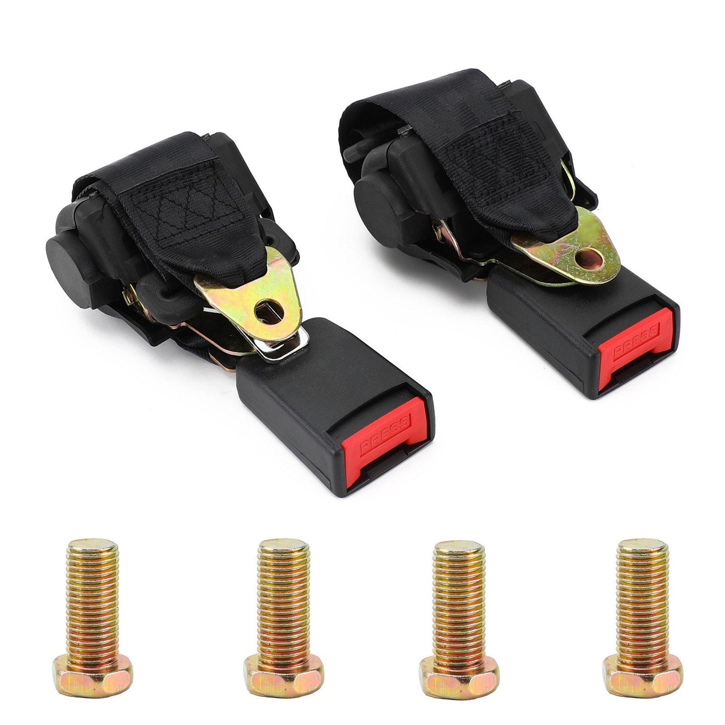 Universal Adjustable 2 Sets 2 Point Retractable Auto Car Safety Seat Belt Buckle