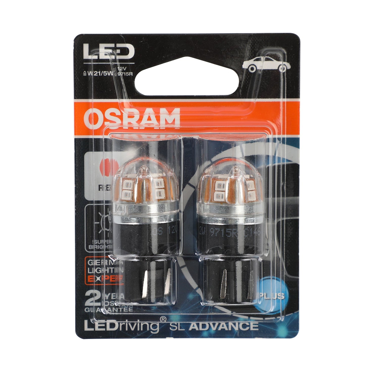 2x For OSRAM 9715R Car Auxiliary Bulbs LED W21/5W 12V 2/0.2W W3x16q