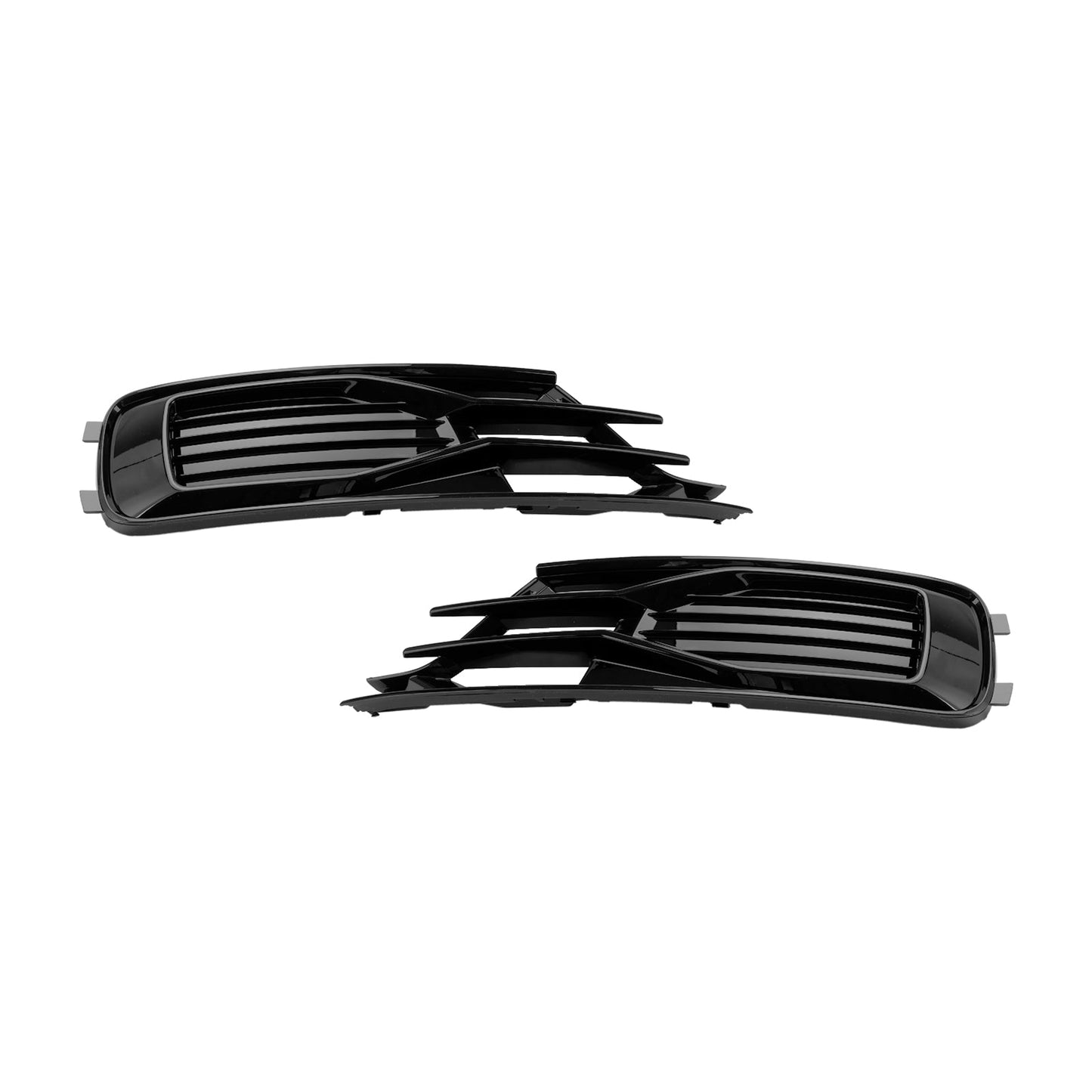 Audi A6 C7 2014-2018 2PCS Front Bumper Foglight Cover Grill Grille Black