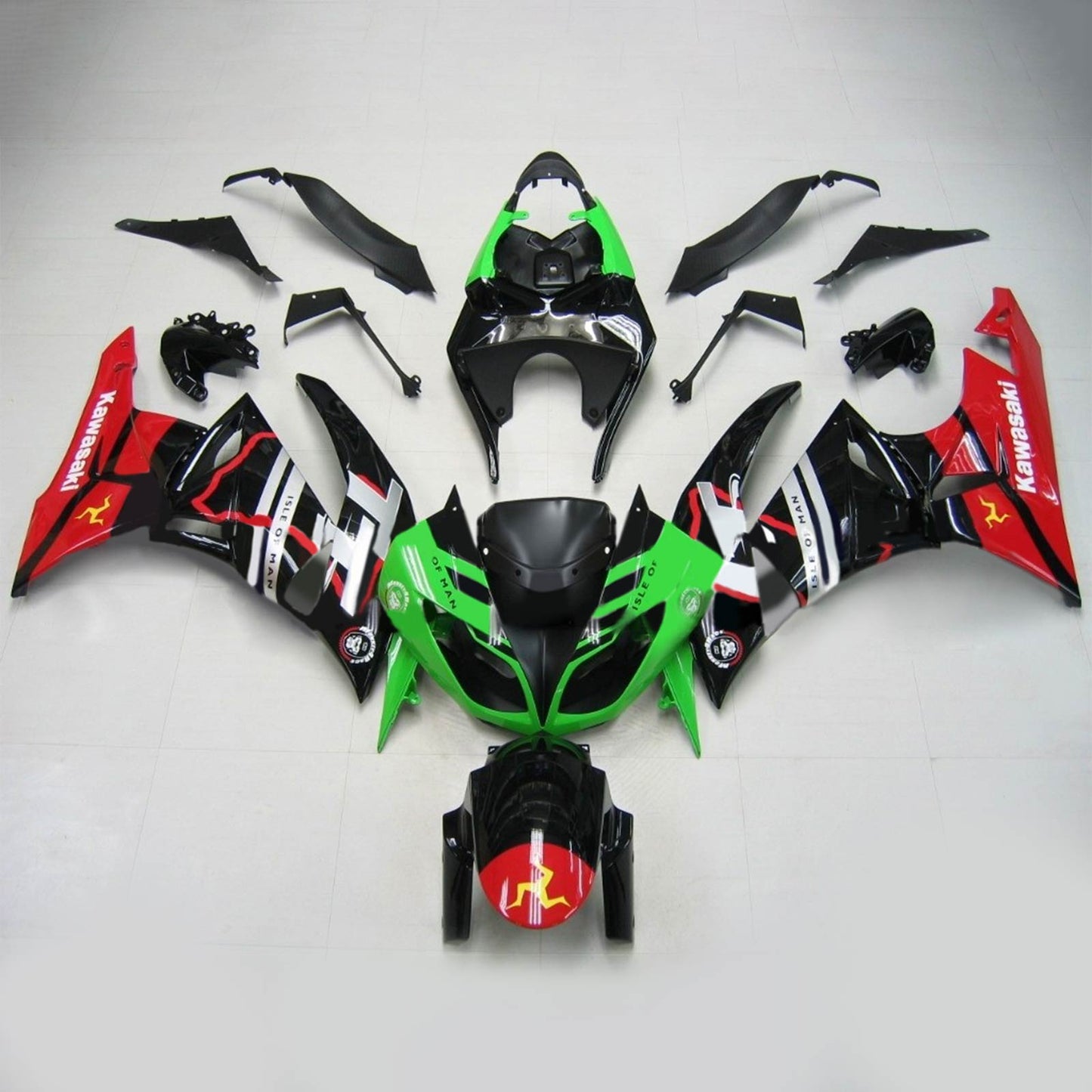 2009-2012 Kawasaki ZX6R 636 Amotopart Injection Fairing Kit Bodywork Plastic ABS #117