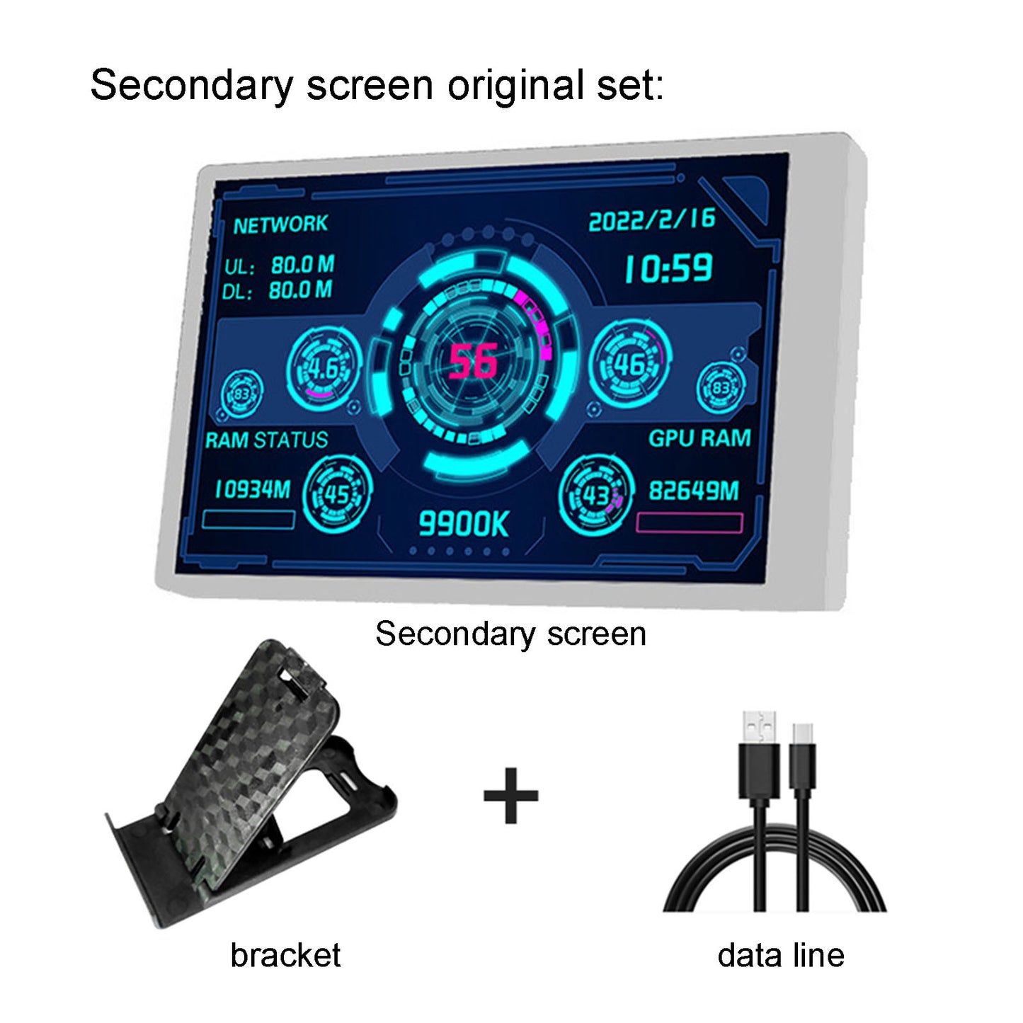 3.5" IPS USB Screen AIDA64 PC CPU RAM HDD Data Monitor Type-C Sub Screen White