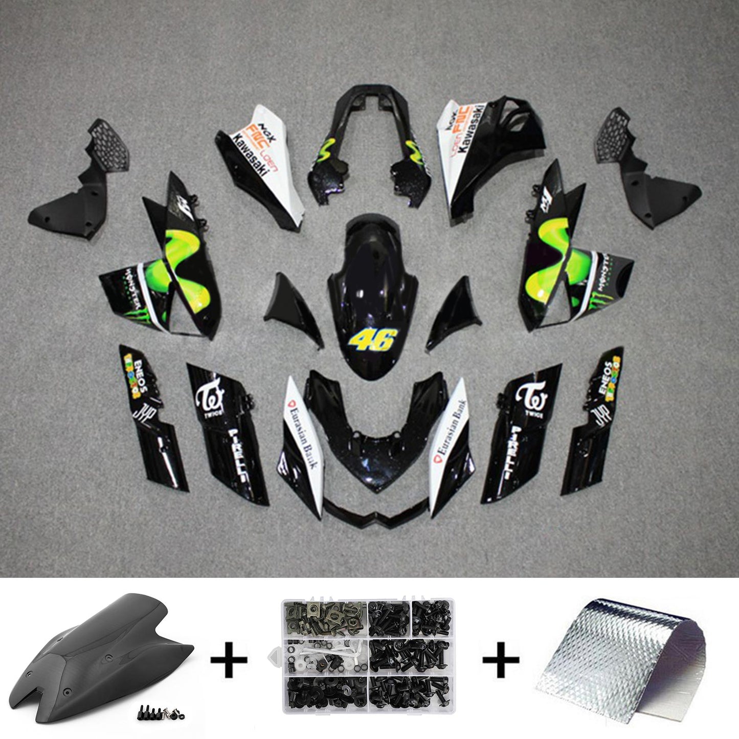 2010-2013 Kawasaki Z1000 Injection Fairing Kit Bodywork Plastic ABS#111