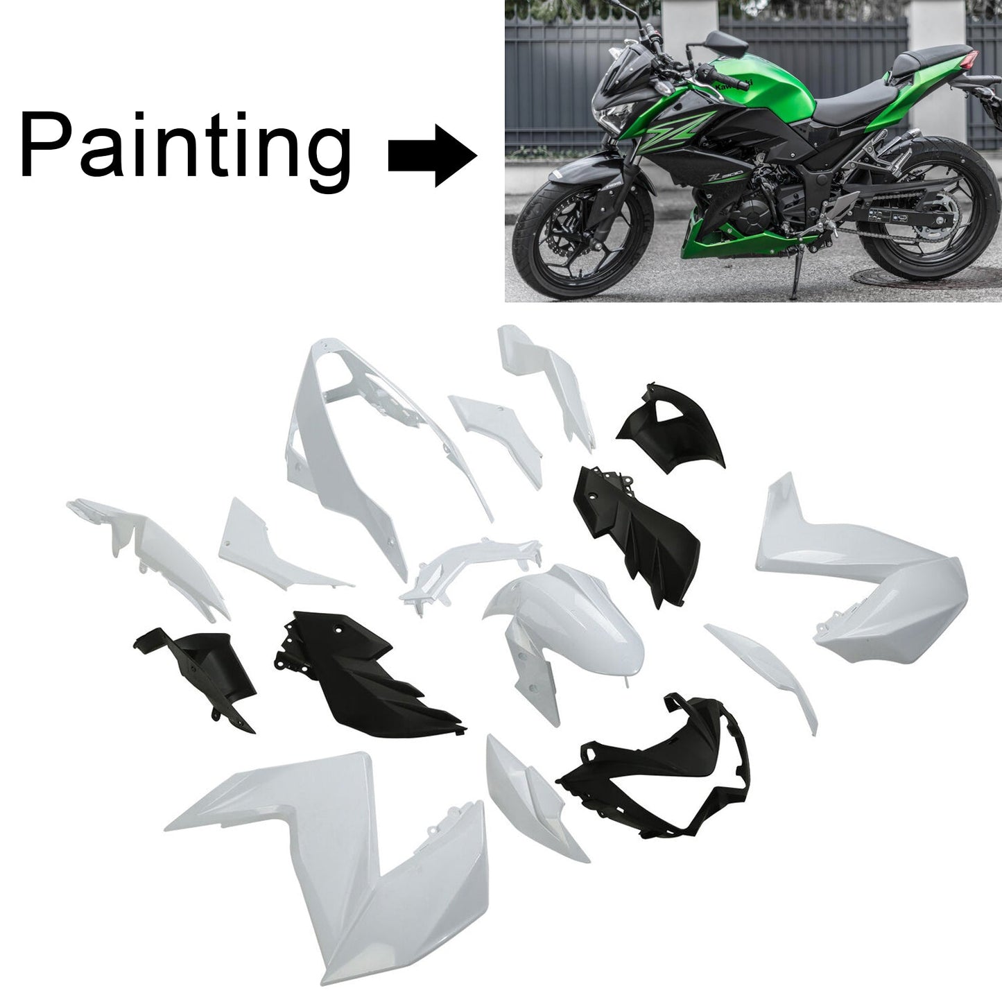 2015-2016 Kawasaki Z250 Z300 Amotopart Injection Fairing Kit Bodywork Plastic ABS #106