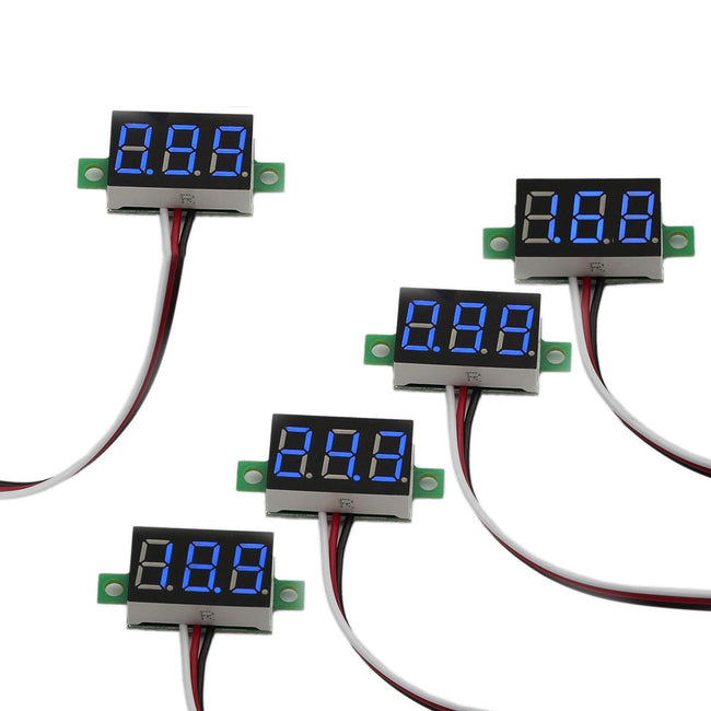 5x Mini DC 0-30V Blue LED 3-Digital Display Voltage Voltmeter Panel Calibratable