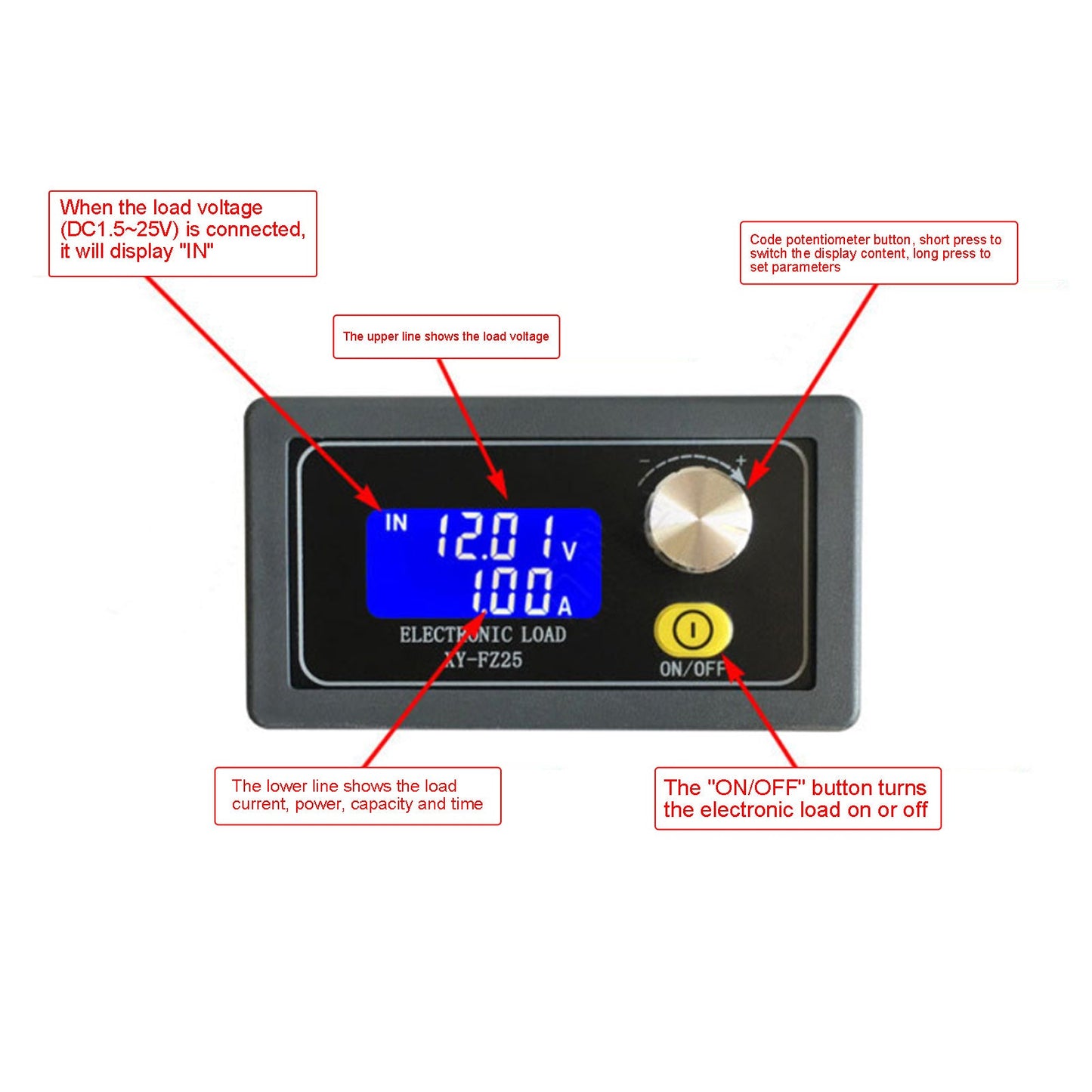 FZ35 Constant Current Electronic Load Module Battery Discharge Capacity Tester