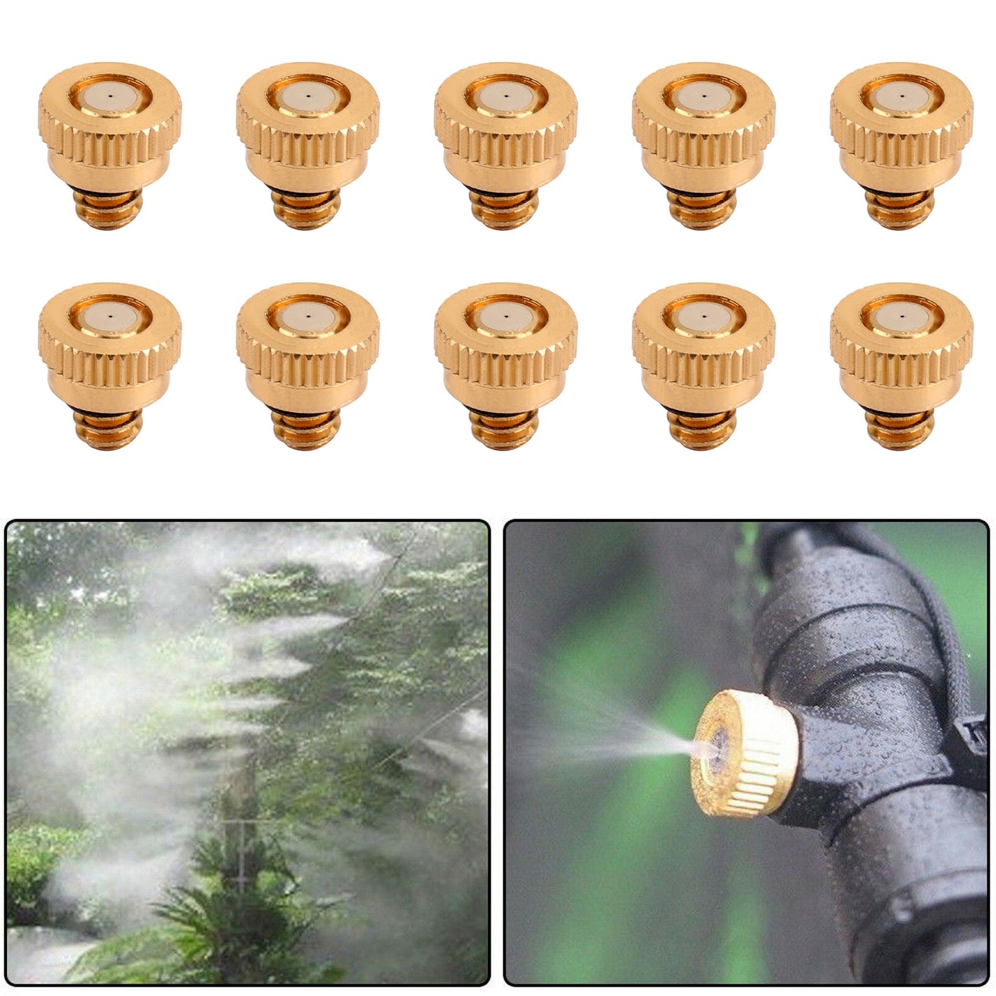 10X Brass Misting Nozzles Water Mister Sprinkle For Cooling System 0.012" 10/24