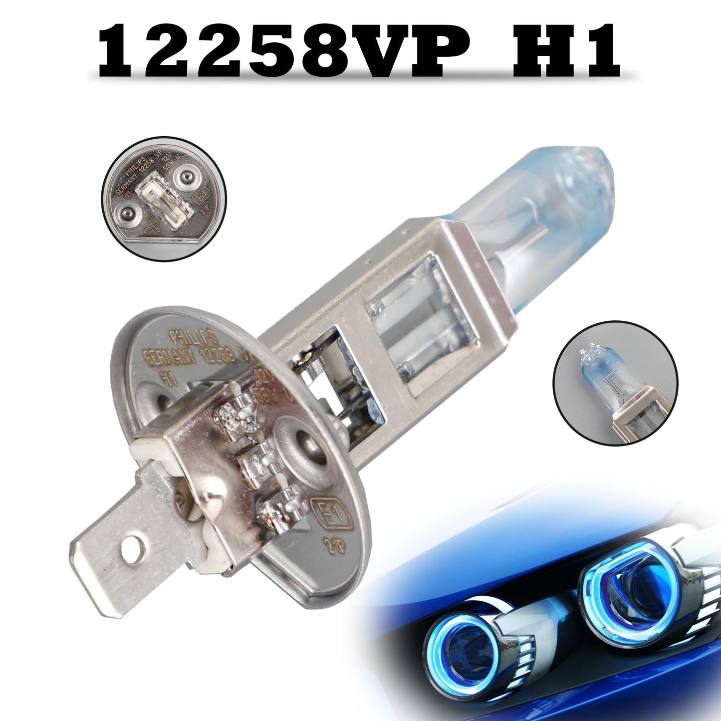 For Philips Visionplus 12258VP Headlight H1 12V 55W +50% Brighter +10M