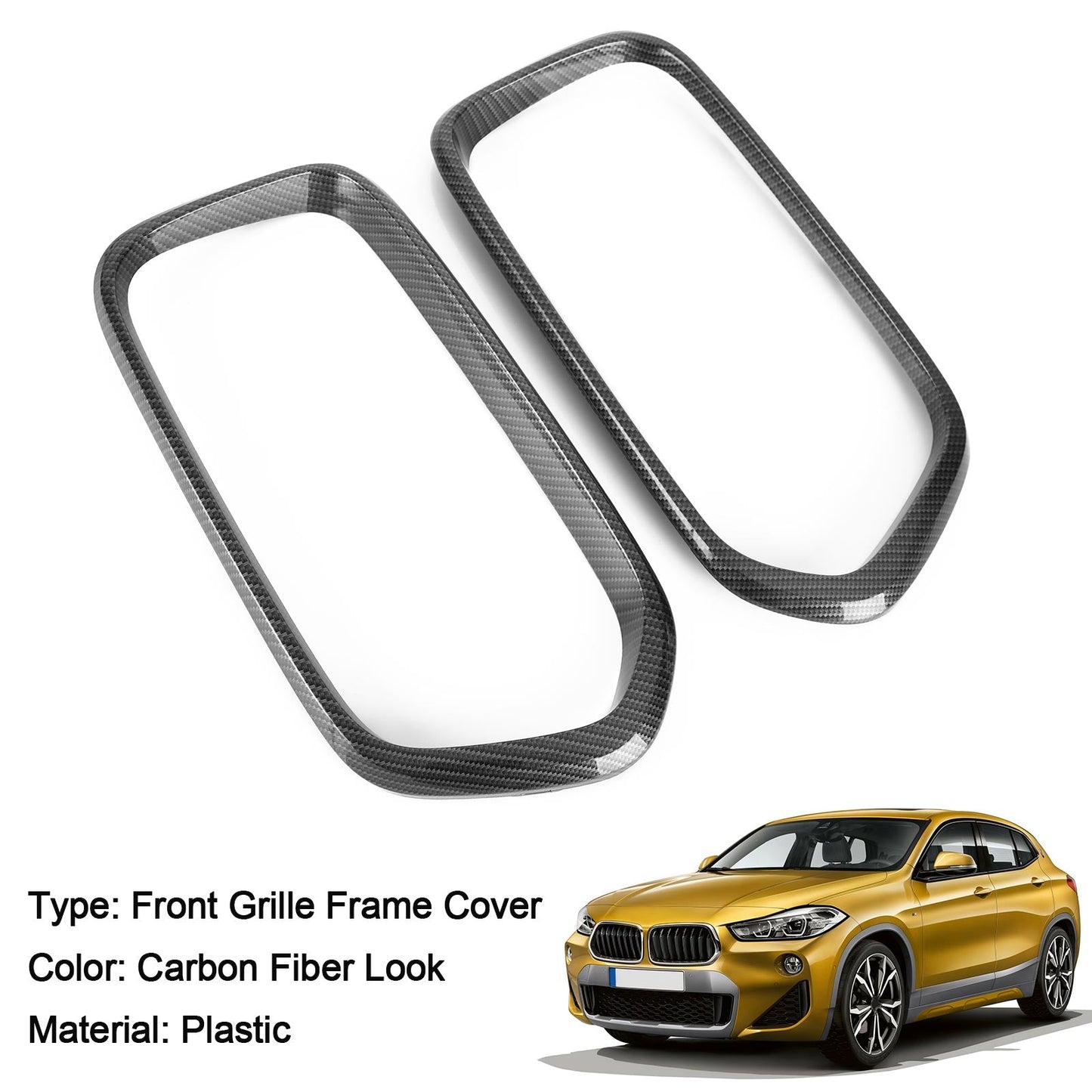 2018-2023 BMW X2 Series F39 Carbon Fiber Front Bumper Grill Frame Cover Trim 51712455246