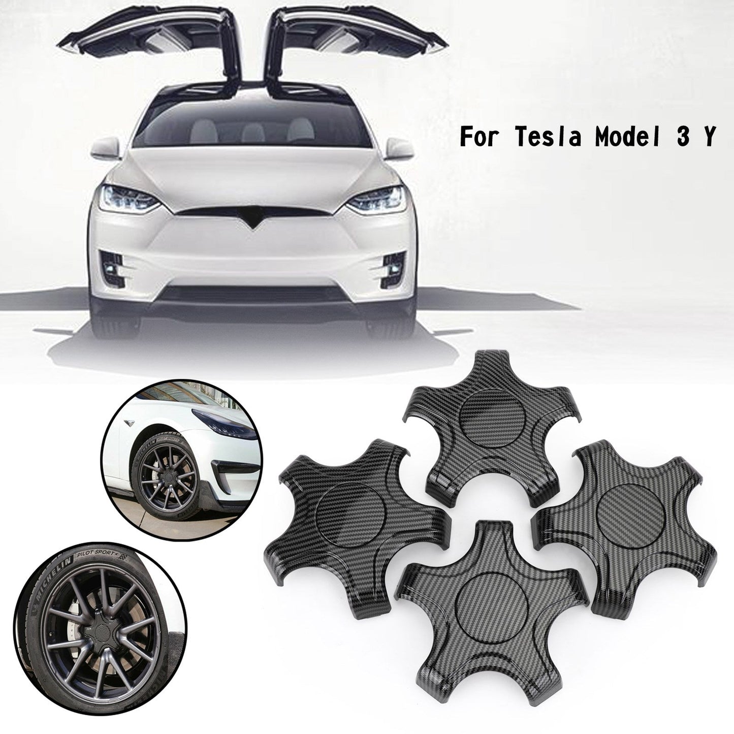4PCS Wheel Center Hub Cap Cover Center Rim Cap Fit For Tesla Model 3 Y